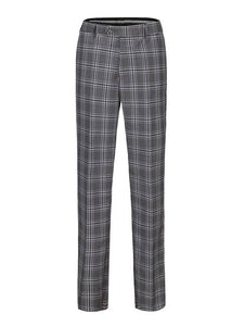 Grey Men's Slim-Fit 3PC Check Plaid Suit - Short