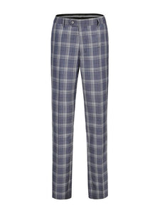 Blue Men's Slim-Fit 3PC Check Plaid Suit - Short