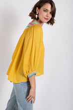 Yellow V-Neck Flowy Dolman Sleeve Top