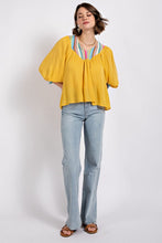 Yellow V-Neck Flowy Dolman Sleeve Top