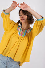 Yellow V-Neck Flowy Dolman Sleeve Top