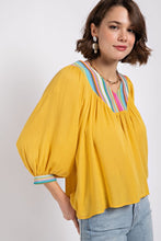 Yellow V-Neck Flowy Dolman Sleeve Top