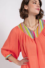 Coral V-Neck Flowy Dolman Sleeve Top