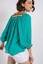 Green V-Neck Flowy Dolman Sleeve Top