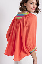 Coral V-Neck Flowy Dolman Sleeve Top