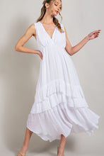 Off White V Neck Ruffle Maxi Dress