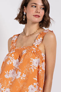 Dusty Orange Floral Print Maxi Dress