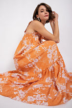 Dusty Orange Floral Print Maxi Dress