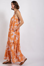 Dusty Orange Floral Print Maxi Dress