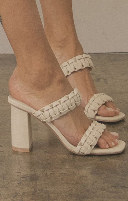 White Oasis Society Heidi - Braided Band Sandal Heel