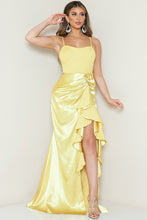Chartreuse Sleeveless Shirring Slit Maxi Dress