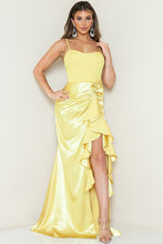 Chartreuse Sleeveless Shirring Slit Maxi Dress
