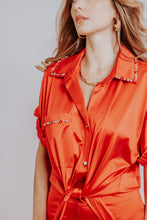 Red Rosie Tie Front Shirt with Boot Cut Pants