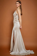 Champagne One Shoulder Ruched Side Sheath Dress