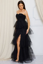 Black Mesh Tulle Fabric Tube Top Maxi Ress