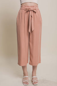 Persimmon High Rise Tie Waist Tencel Paperbag Pants