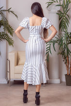 White/Multi Striped Midi Dress