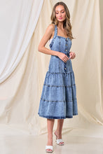 Mid Denim Premium A-Line Tiered Denim Dress With Stretch