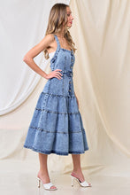 Mid Denim Premium A-Line Tiered Denim Dress With Stretch