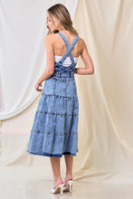 Mid Denim Premium A-Line Tiered Denim Dress With Stretch