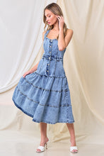 Mid Denim Premium A-Line Tiered Denim Dress With Stretch