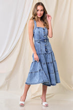Mid Denim Premium A-Line Tiered Denim Dress With Stretch