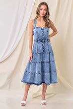 Mid Denim Premium A-Line Tiered Denim Dress With Stretch