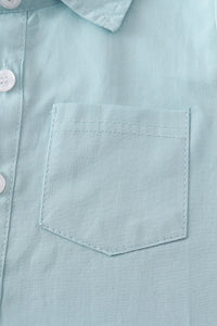 Light Blue Button-Downs Pocket Boy Shirt