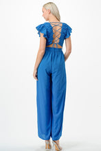 Royal Blue Lace Up Back Tie Jumpsuit