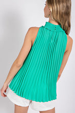 Dark Mint Pleated Halter Top with Back Keyhole
