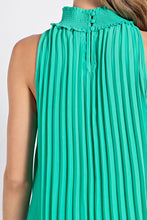 Dark Mint Pleated Halter Top with Back Keyhole