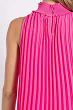 Fuchsia Pleated Halter Top with Back Keyhole