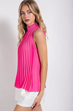 Fuchsia Pleated Halter Top with Back Keyhole