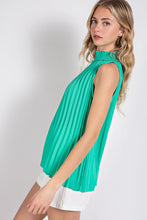 Dark Mint Pleated Halter Top with Back Keyhole