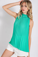 Dark Mint Pleated Halter Top with Back Keyhole