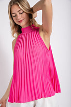 Fuchsia Pleated Halter Top with Back Keyhole