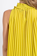 Golden Kiwi Pleated Halter Top with Back Keyhole