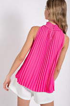 Fuchsia Pleated Halter Top with Back Keyhole