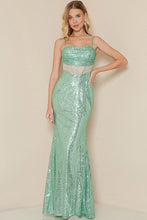Mint Corset Sleeveless Sequin Maxi Dress