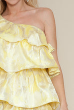Yellow Multi One Shoulder Ruffle Mini Dress