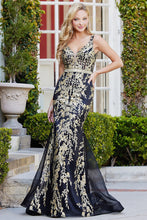 Black Deep V Neck Glitter Print Trumpet Dress