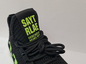 Black/Green Mens Slip On Walking Shoes Blade Tennis Shoes Non