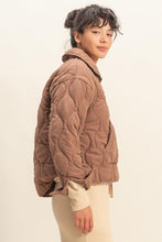Chestnut Quilted Half Zip High Neck Pullover