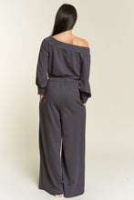 Dark Gray One Shoulder Terry Jumpsuit