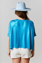 Aqua Geometric Sequins Crop Top