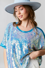 Aqua Geometric Sequins Crop Top