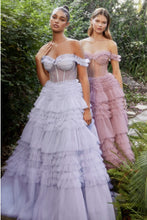Mauve Rhinestone Corset Ruffle Gown