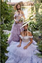 Mauve Rhinestone Corset Ruffle Gown