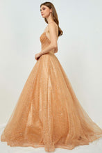 Gold Glitter Print Strapless Sweetheart Neck A Line