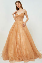 Gold Glitter Print Strapless Sweetheart Neck A Line